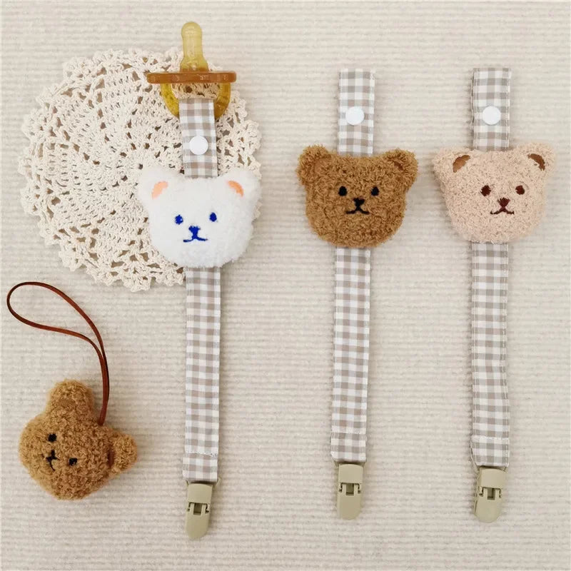 Cute Bear Baby Pacifier Clip Chain Dummy Holder Soother Pacifier Clips Strap Nipple Holder Infant Feeding Babies Accessories