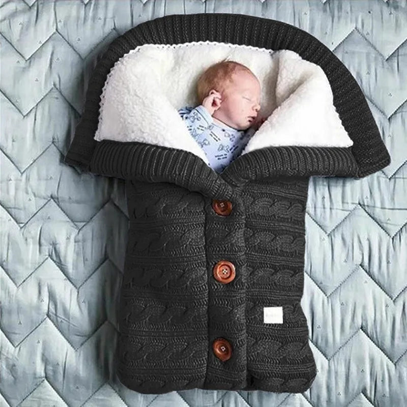 Newborn Baby Sleeping Bags Winter Stroller Wrap Warm Blanket Knitting Swaddle Wrap Toddler Sleeping Bag Pram Handrail Bedding