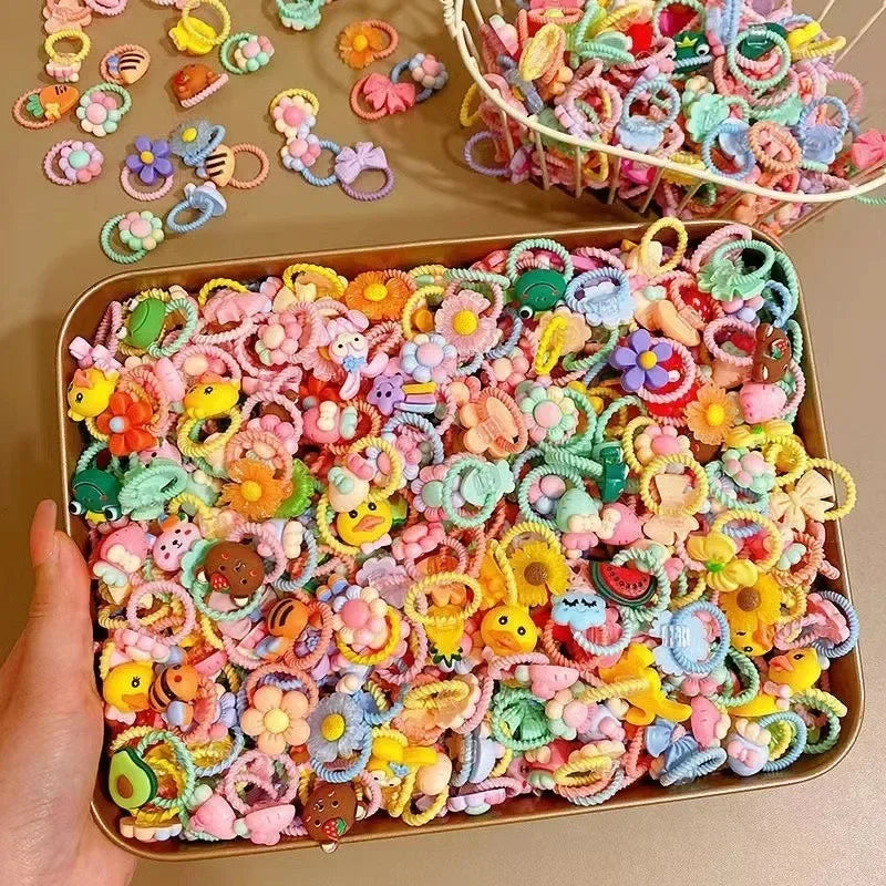 For Girls 60/50/40/30/20/10pcs Cute Rubber Bands for Children Will Not Harm Hair Girl Baby Headbands Ornaments Head Rope Gift