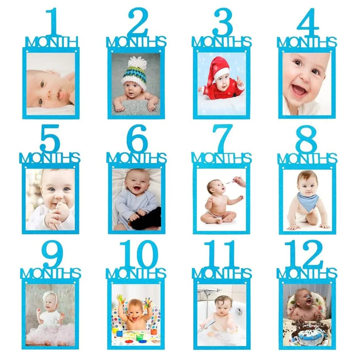 Birthday Baby One Year 12 Months Photo Banner Baby Boy Girl 1 Year Birthday Party Decor Photo Garlands Baby First Birthday Party