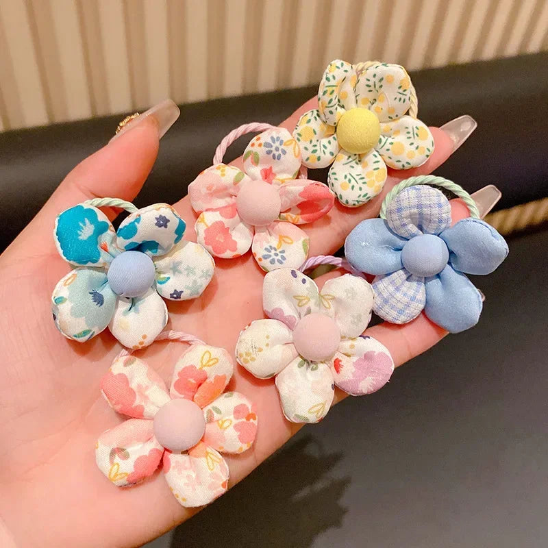 10 Pcs/Set New Baby Girl Cute Colors Flower Hair Bands Ponytail Holder Chilren Soft Scrunchies Rubber Kids Hair Accessories