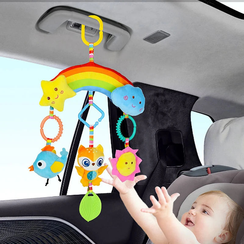 Baby Toys for 0 3 6 12 Months Rainbow Activity Plush Animal Stroller Hanging Toy for Baby Car Seat Crib Travel Sensory Baby Toys