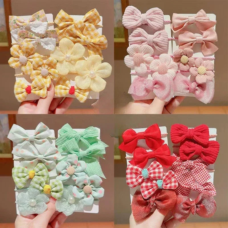 10 Pcs/Set New Baby Girl Cute Colors Flower Hair Bands Ponytail Holder Chilren Soft Scrunchies Rubber Kids Hair Accessories