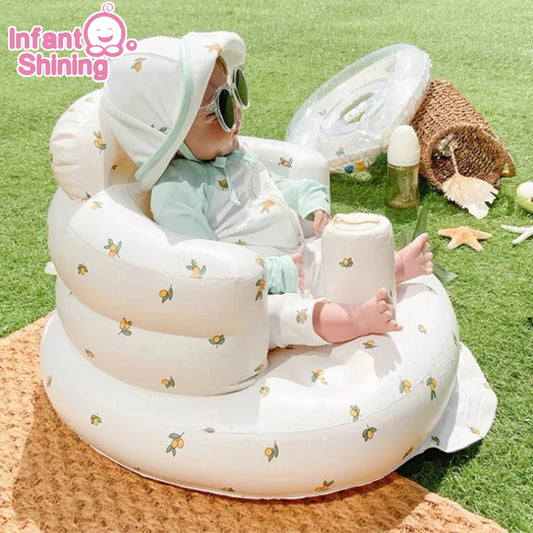 Infant Shining Baby Inflatable Sofa Children Puff Portable Bath Chairs PVC Multifunctional Seat Practice Sitting Bath Stool