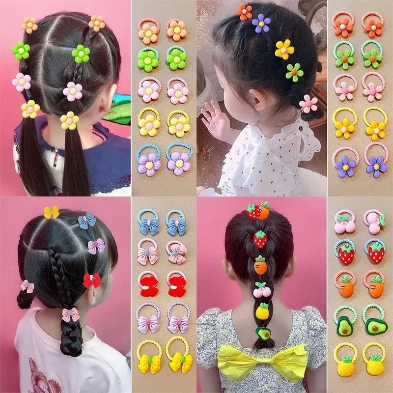 For Girls 60/50/40/30/20/10pcs Cute Rubber Bands for Children Will Not Harm Hair Girl Baby Headbands Ornaments Head Rope Gift